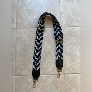 Black and white chevron purse strap adjustable